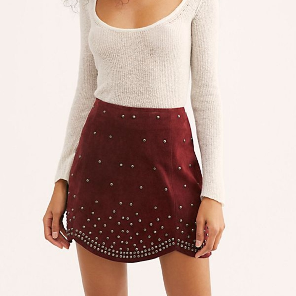 Free People Studded Mini Skirt Sz 6